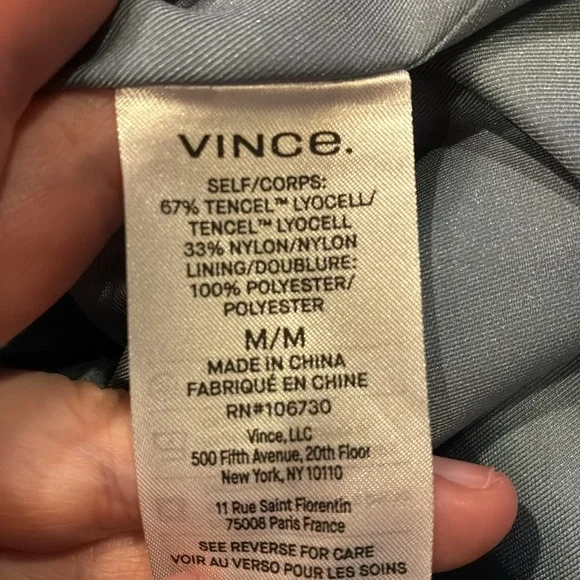 NWT Vince Medium Dusty Blue Gauze Tiered V-Neck Sleeveless Dress (ABBA) - Picture 13 of 16